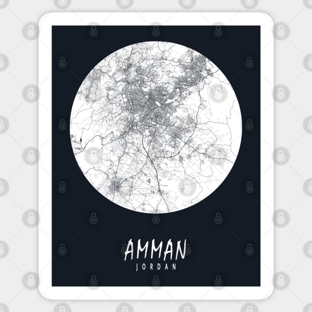 Amman, Jordan City Map - Full Moon Sticker by deMAP Studio